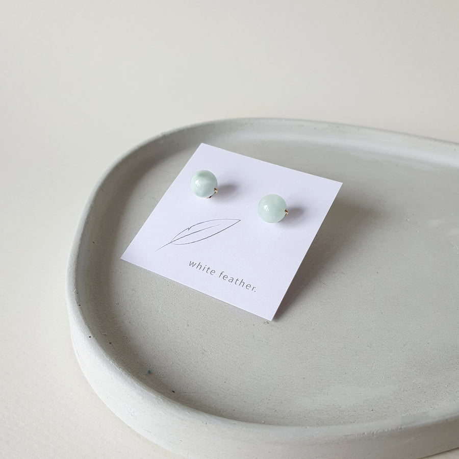 Green Angelite Earstuds 8mm (Basic) / 14k Gold-filled