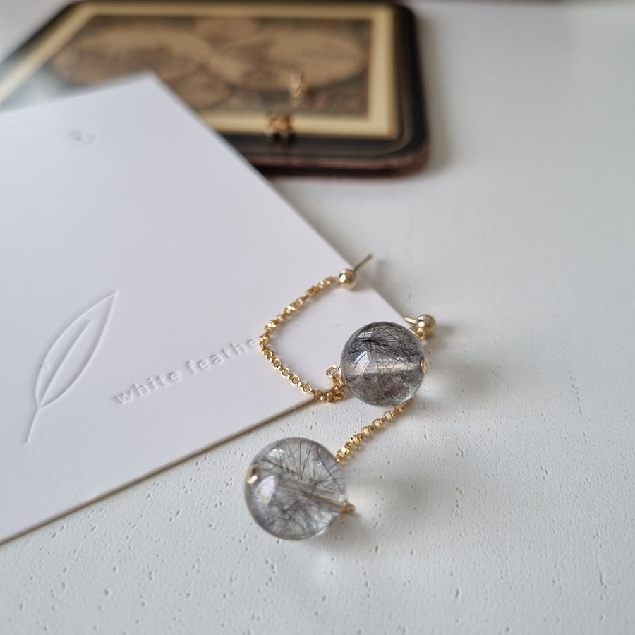 Ruchel Earrings / Black Rutilated Quartz