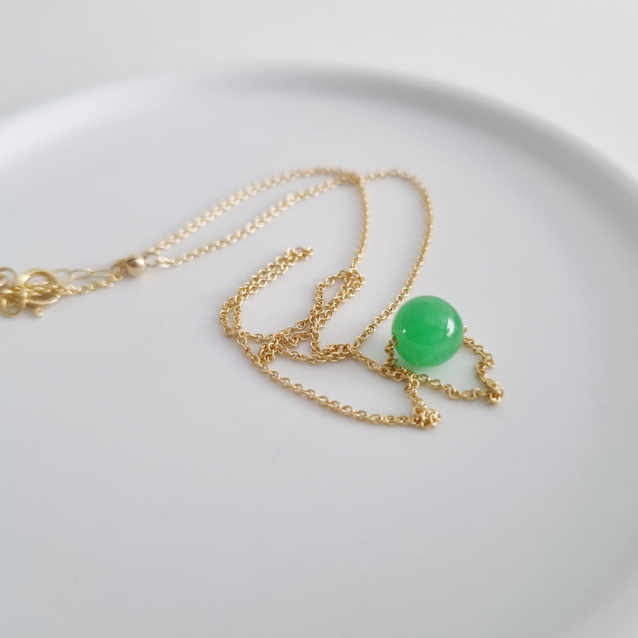Katrice Necklace / Premium Bright Green Jade