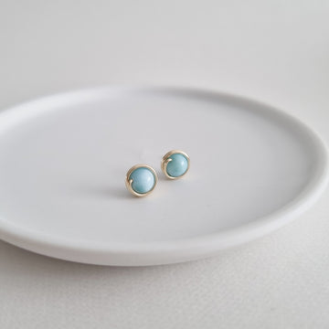 Larimar Earstuds (Medium) / 14k Gold-filled