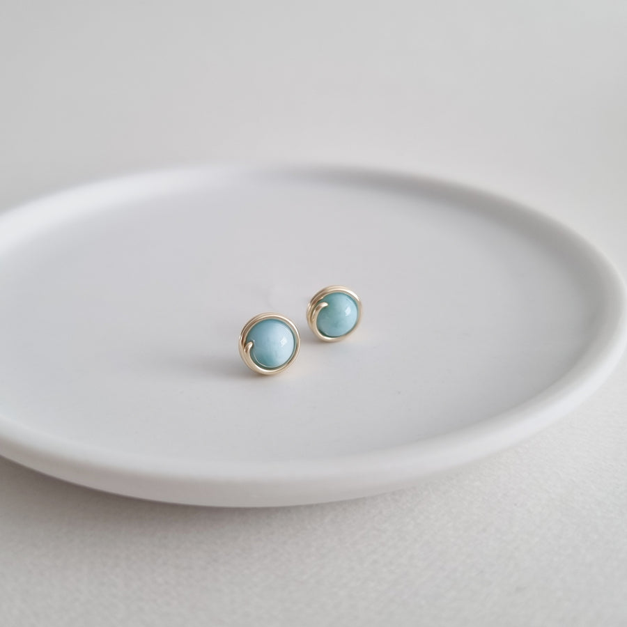 Larimar Earstuds (Medium) / 14k Gold-filled