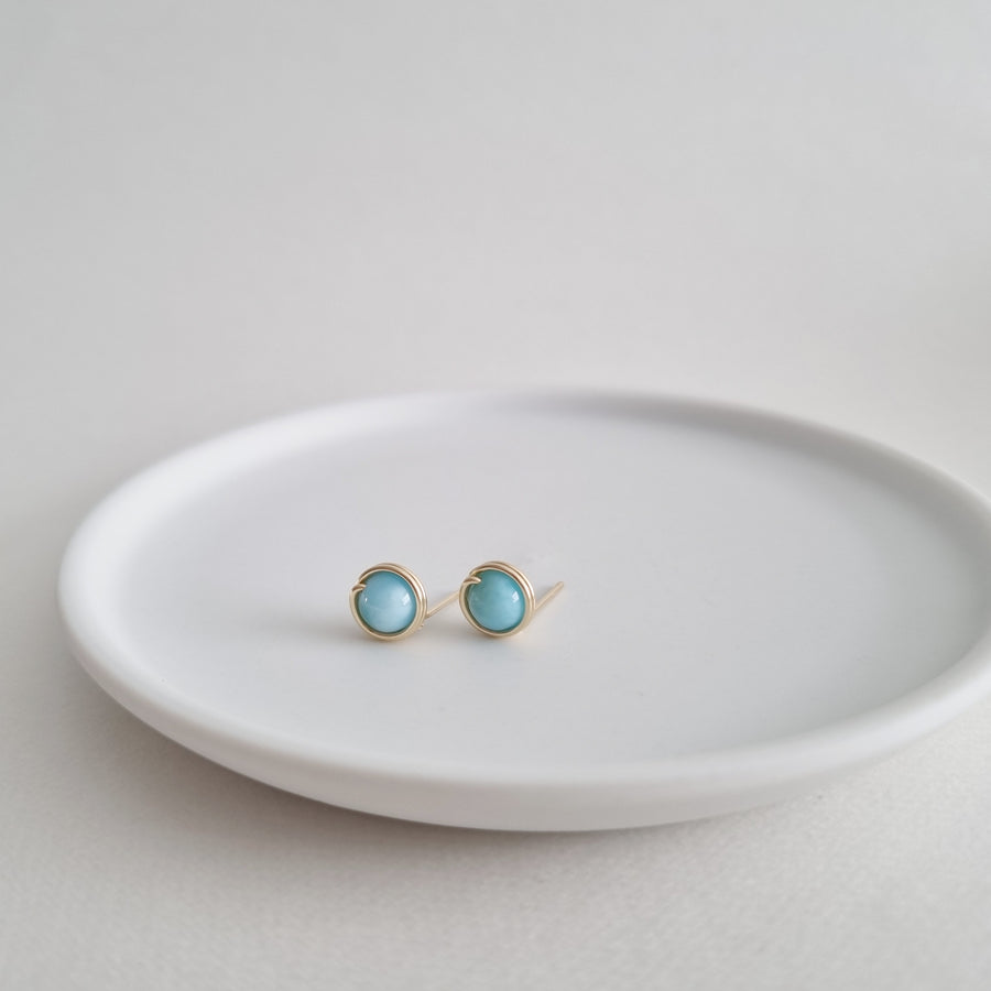 Larimar Earstuds (Medium) / 14k Gold-filled