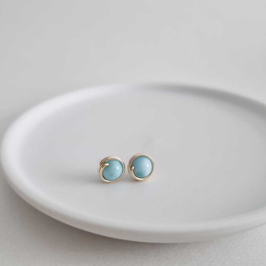 Larimar Earstuds (Medium) / 14k Gold-filled