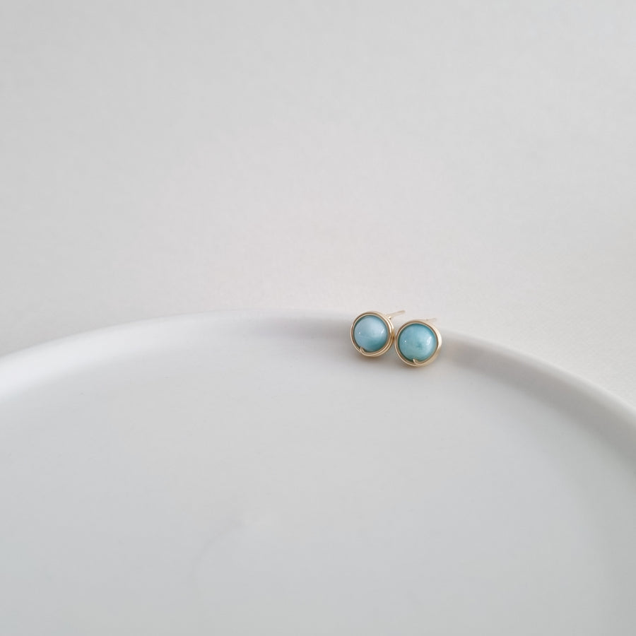 Larimar Earstuds (Medium) / 14k Gold-filled