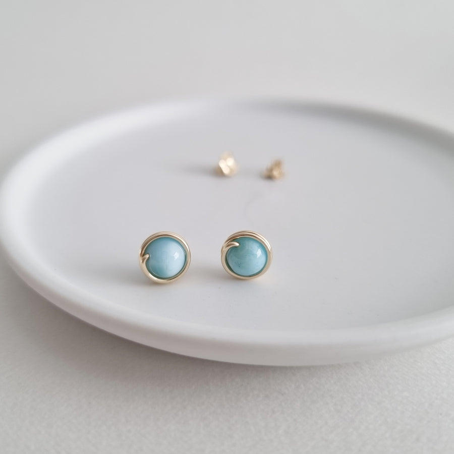 Larimar Earstuds (Medium) / 14k Gold-filled