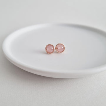 Rose Quartz Earstuds (Medium) / 14k Gold-filled