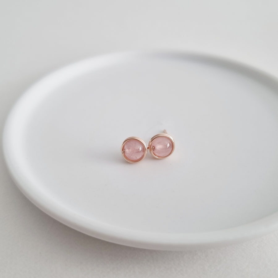 Rose Quartz Earstuds (Medium) / 14k Gold-filled