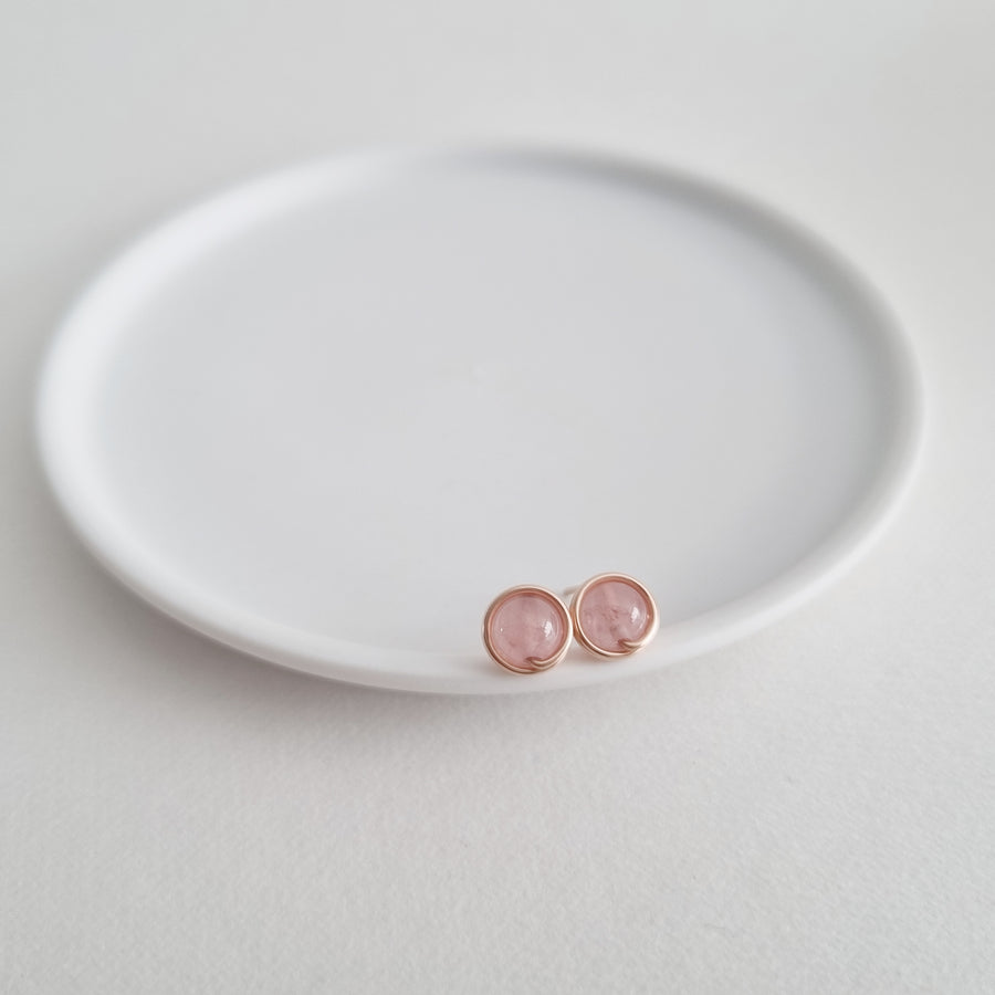 Rose Quartz Earstuds (Medium) / 14k Gold-filled