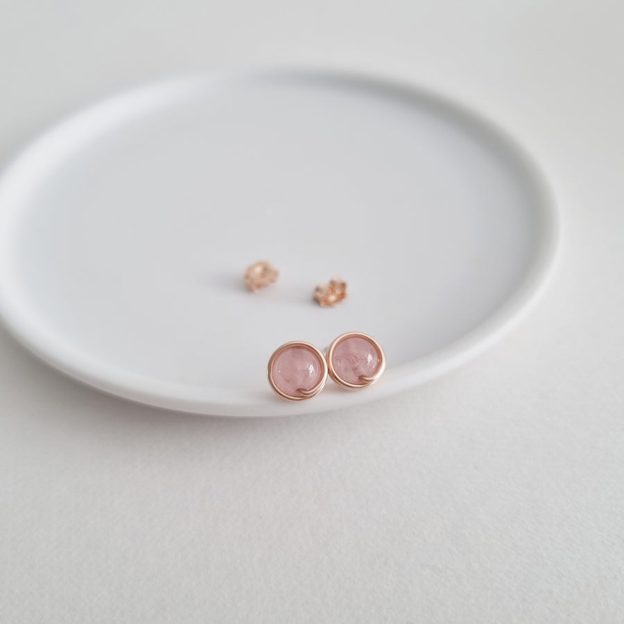 Rose Quartz Earstuds (Medium) / 14k Gold-filled