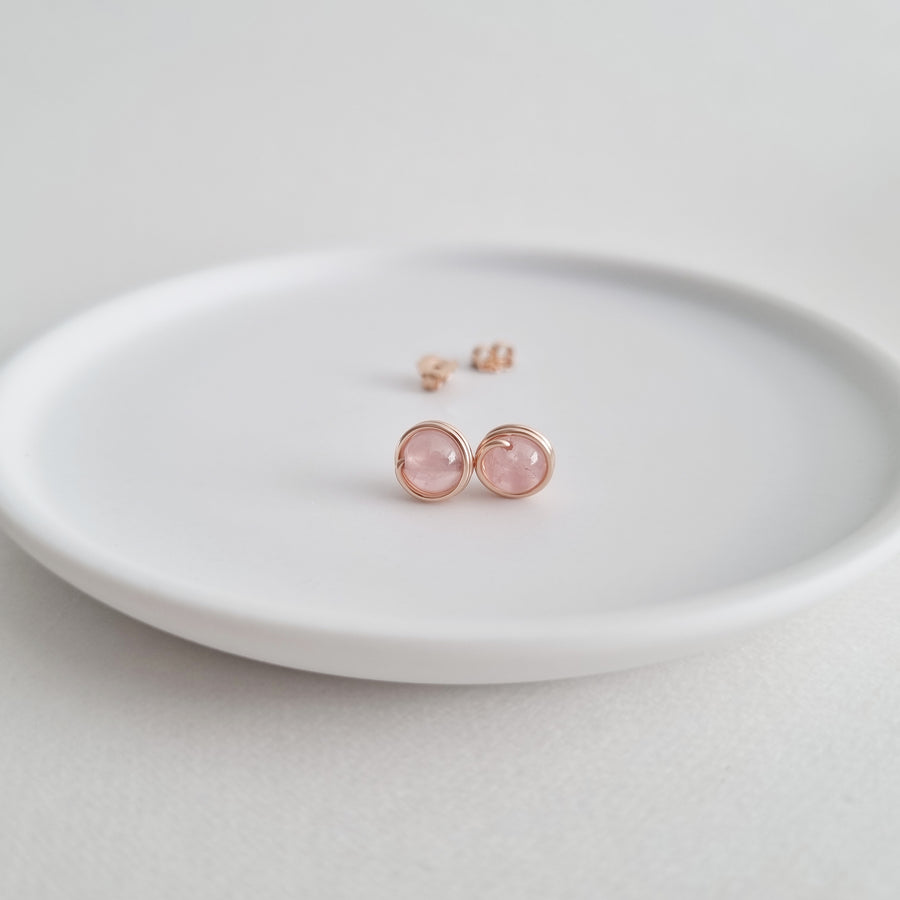 Rose Quartz Earstuds (Medium) / 14k Gold-filled