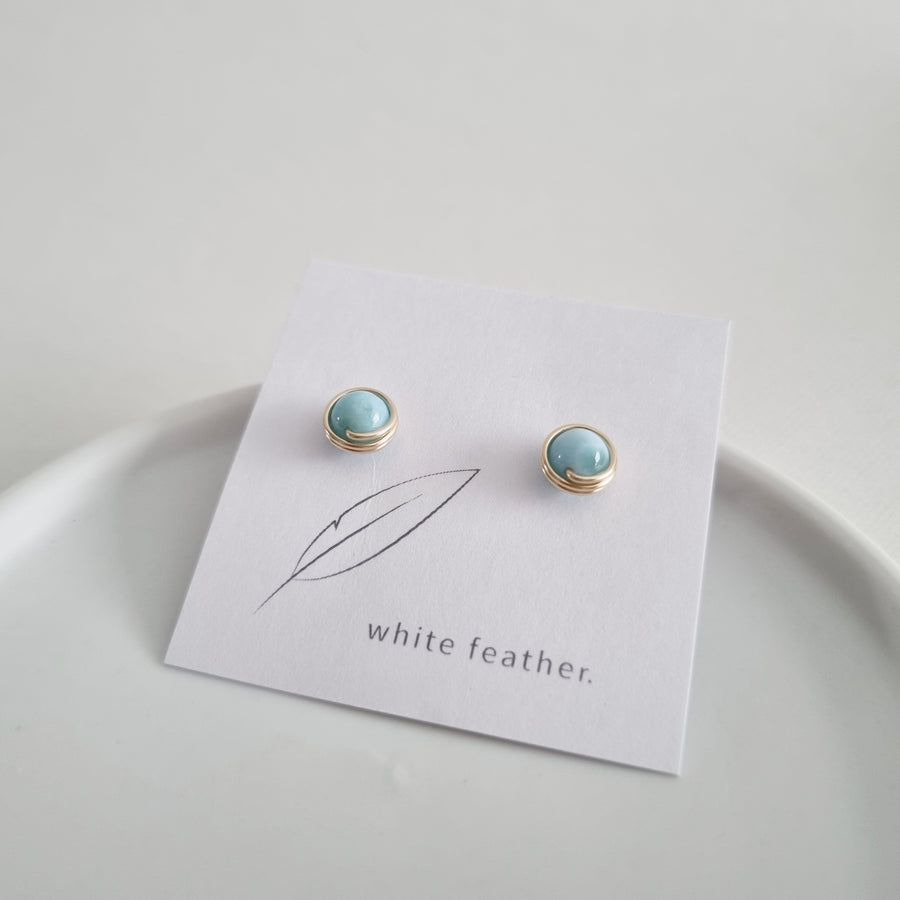 Larimar Earstuds (Medium) / 14k Gold-filled