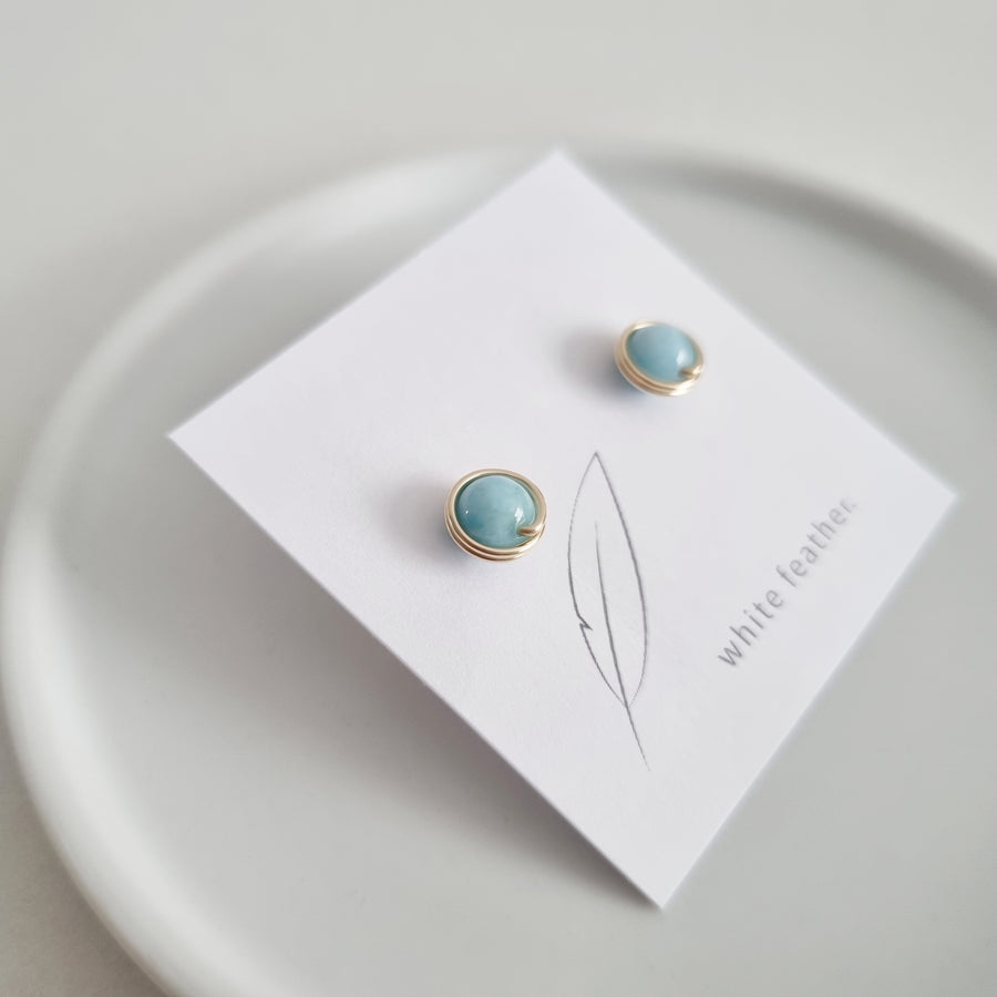 Larimar Earstuds (Medium) / 14k Gold-filled