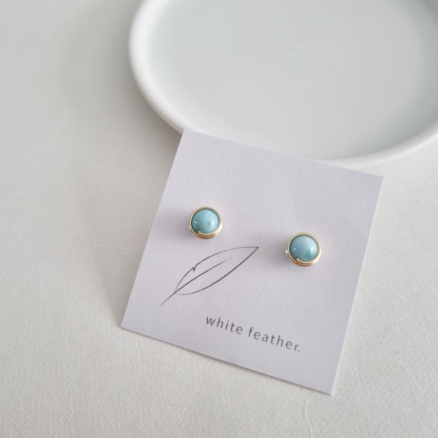 Larimar Earstuds (Medium) / 14k Gold-filled