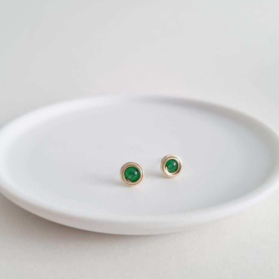 Branka Earstuds / Green Agate