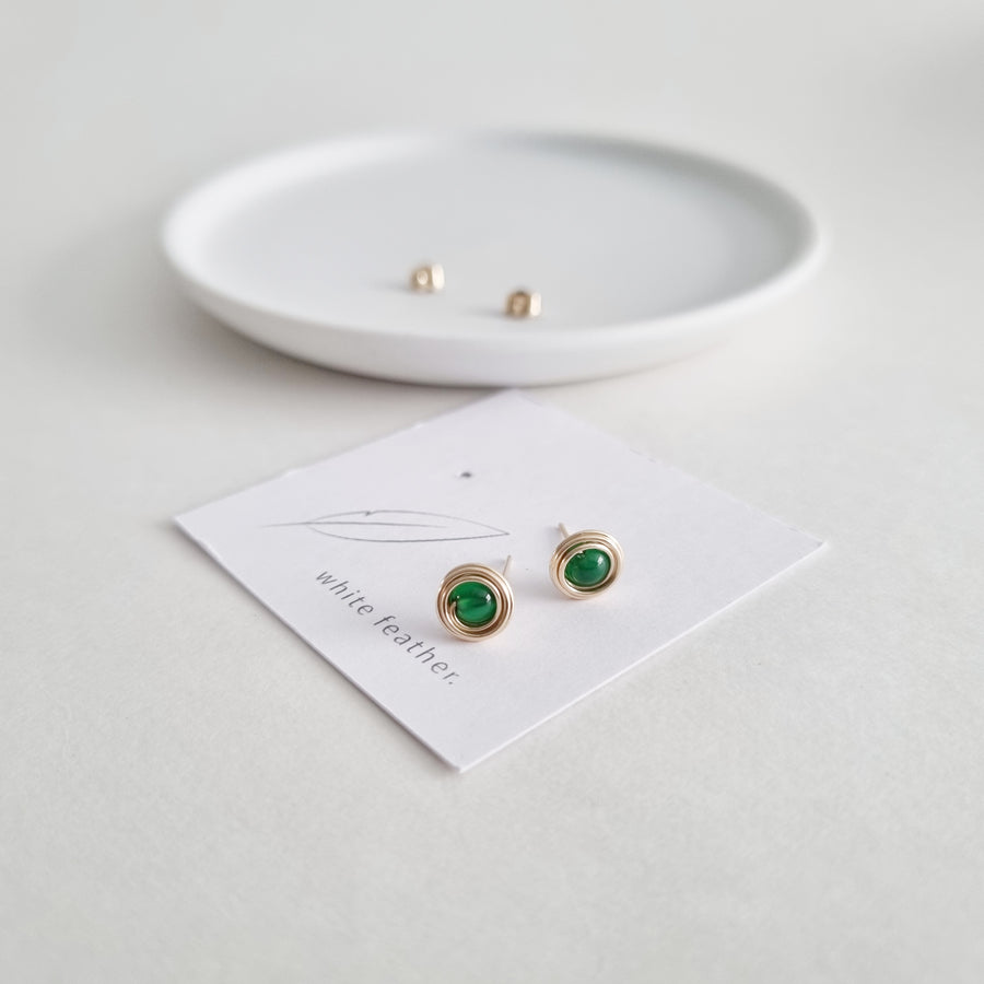 Branka Earstuds / Green Agate