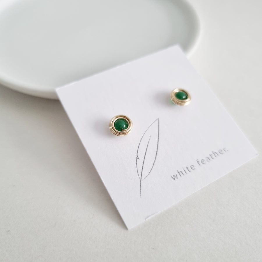 Branka Earstuds / Green Agate