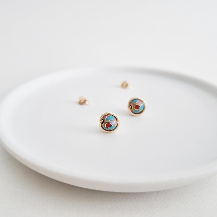 Cloisonné Earstuds / 14k Gold-filled