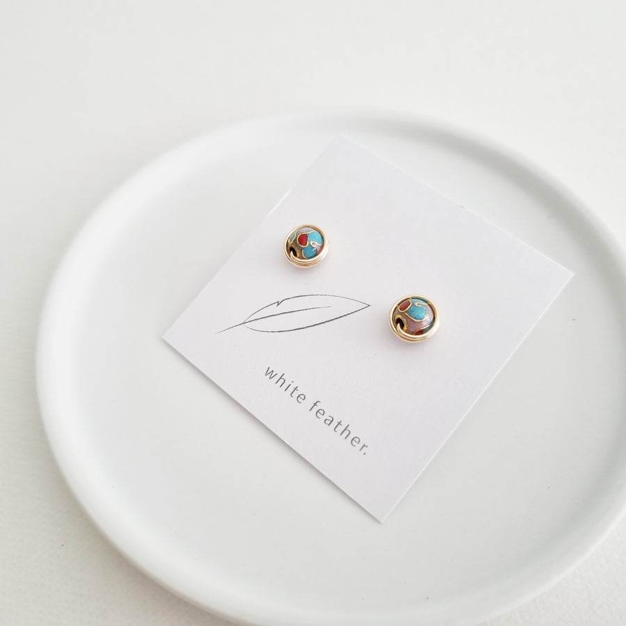 Cloisonné Earstuds / 14k Gold-filled