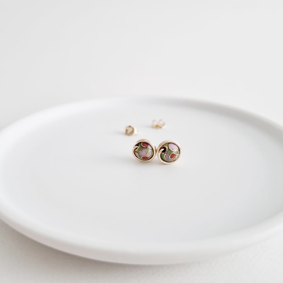 Cloisonné Earstuds / 14k Gold-filled