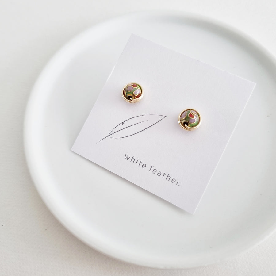 Cloisonné Earstuds / 14k Gold-filled