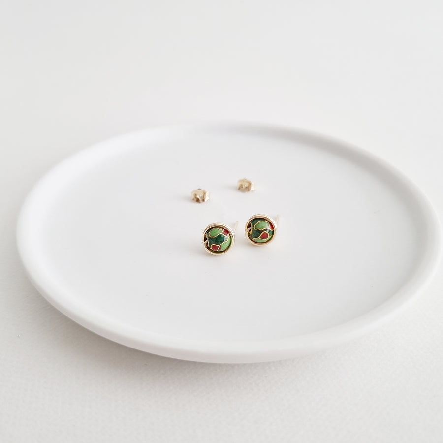 Cloisonné Earstuds / 14k Gold-filled