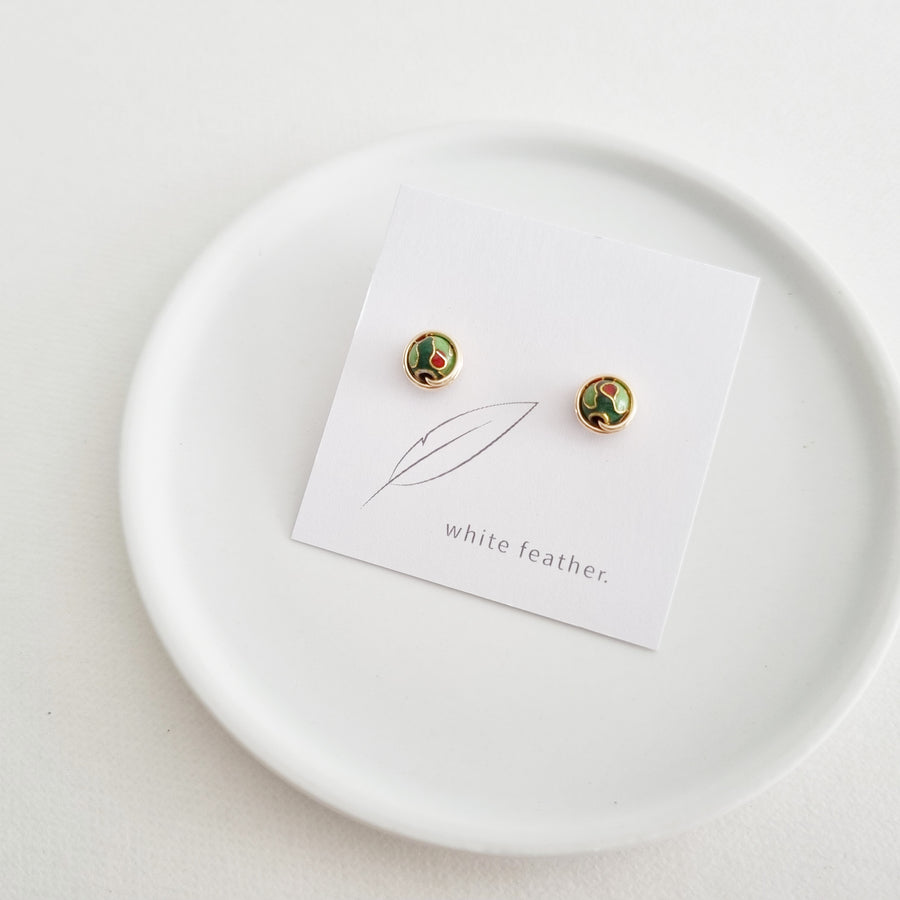 Cloisonné Earstuds / 14k Gold-filled