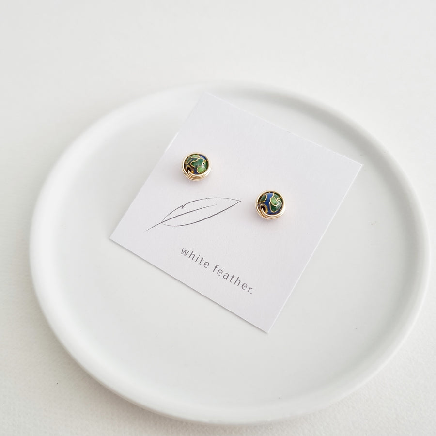 Cloisonné Earstuds / 14k Gold-filled