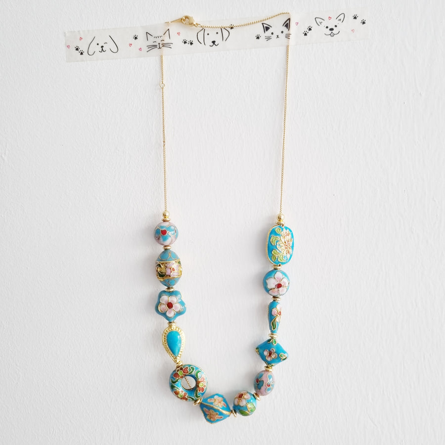 Annette Necklace / Cloisonné | Turquoise Blue