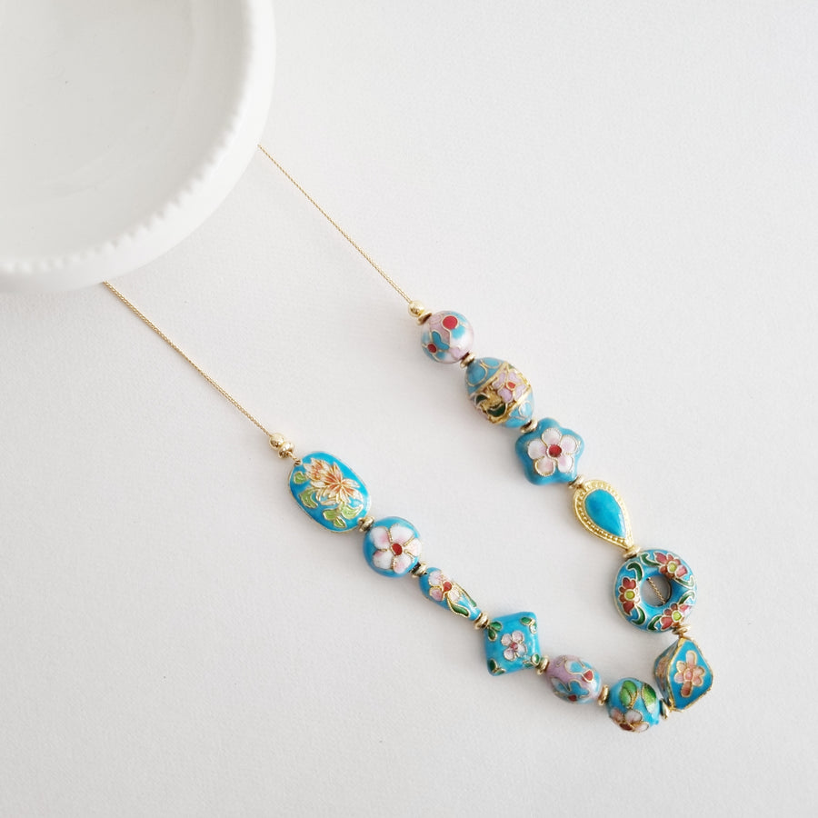 Annette Necklace / Cloisonné | Turquoise Blue