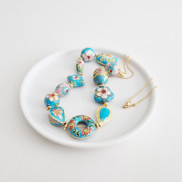 Annette Necklace / Cloisonné | Turquoise Blue