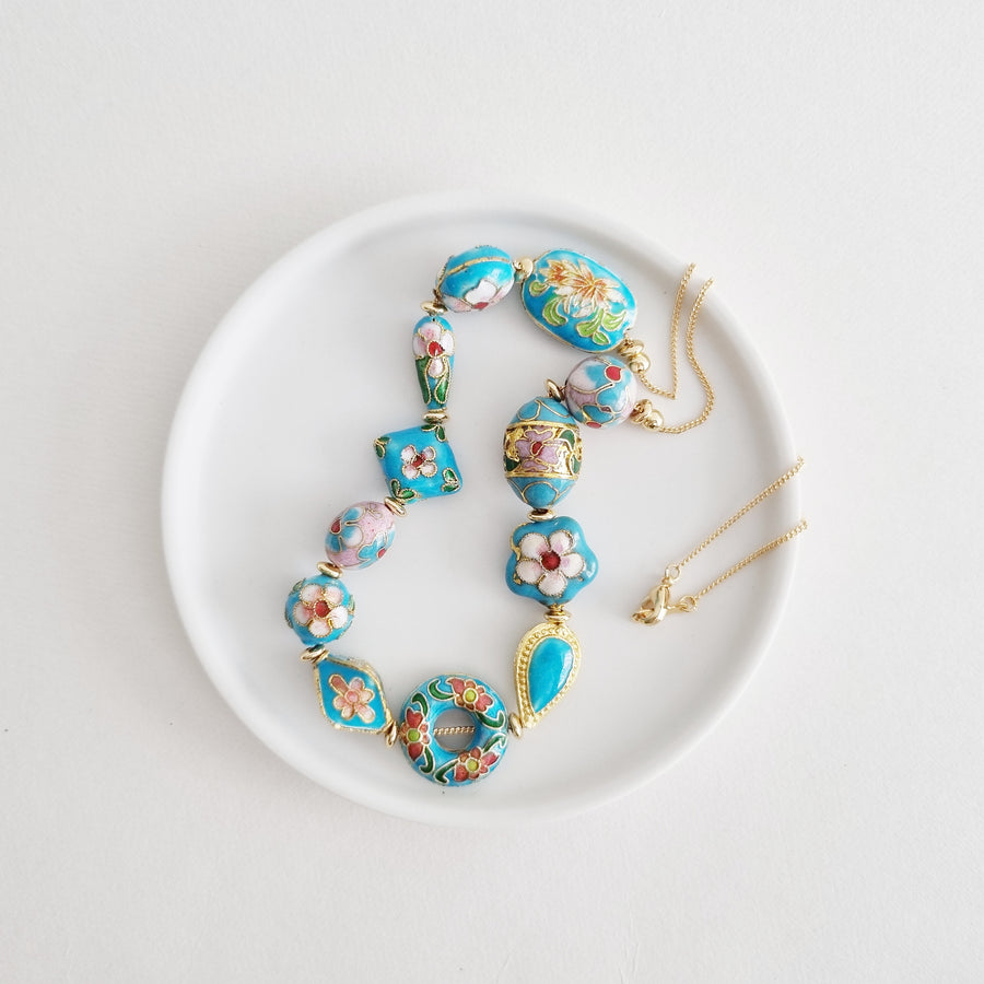 Annette Necklace / Cloisonné | Turquoise Blue