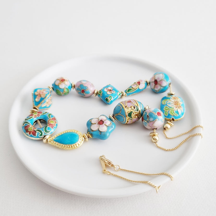 Annette Necklace / Cloisonné | Turquoise Blue