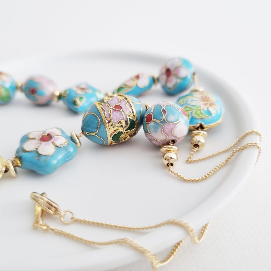 Annette Necklace / Cloisonné | Turquoise Blue