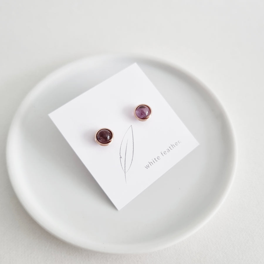 Phantom Amethyst Earstuds (Medium) / 14k Gold-filled