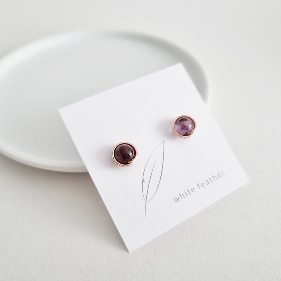 Phantom Amethyst Earstuds (Medium) / 14k Gold-filled