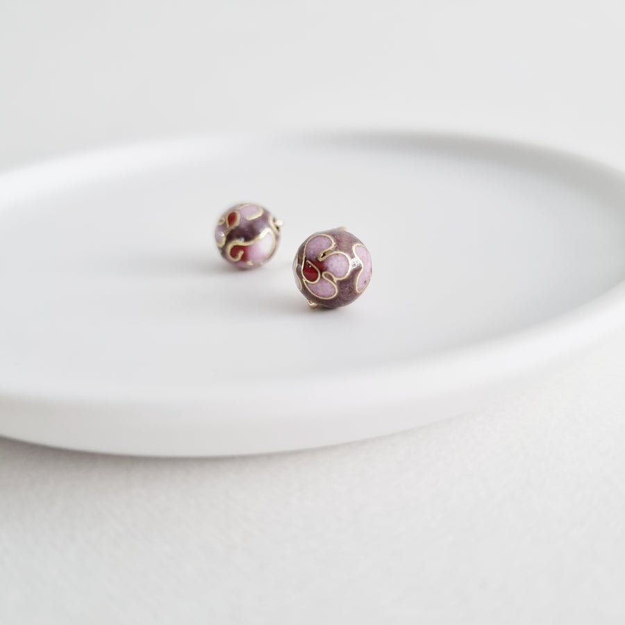 Cloisonné Earstuds 8mm (Basic) / Purple