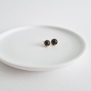 Black Rutilated Quartz Earstuds (Medium) / 14k Gold-filled