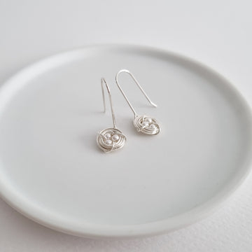 Robin's Nest Earrings (10mm) / Austrian Pearls / 925 Silver