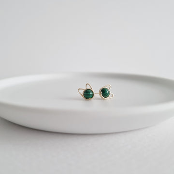 Meowstuds (Small) / Malachite