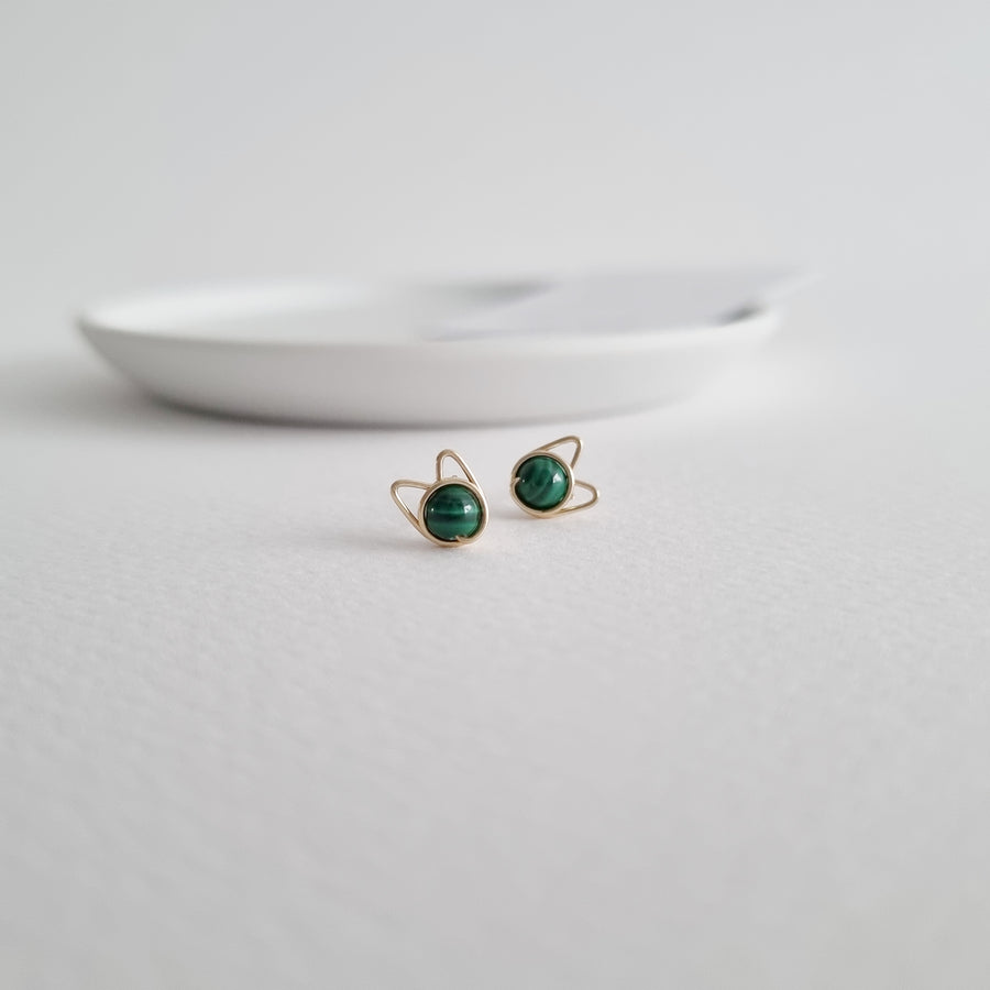 Meowstuds (Small) / Malachite