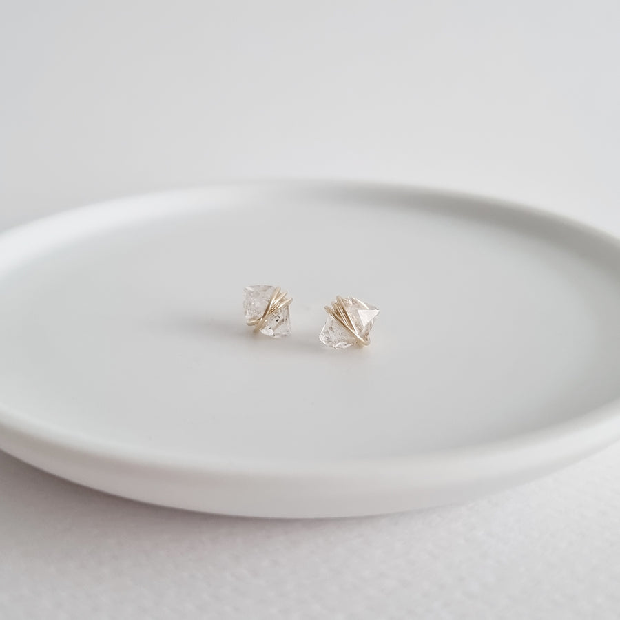 Herkimer Diamond Earstuds / 14k Gold-filled