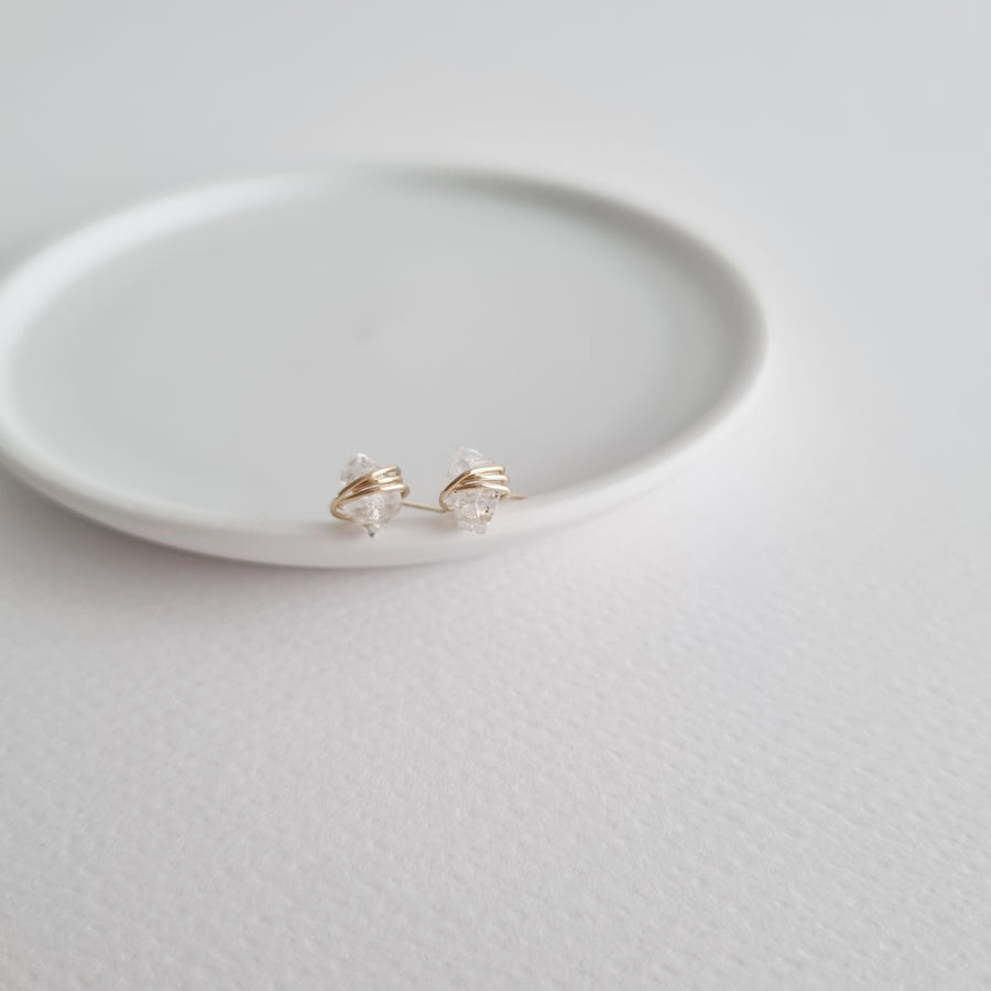 Herkimer Diamond Earstuds / 14k Gold-filled