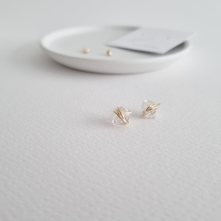 Herkimer Diamond Earstuds / 14k Gold-filled