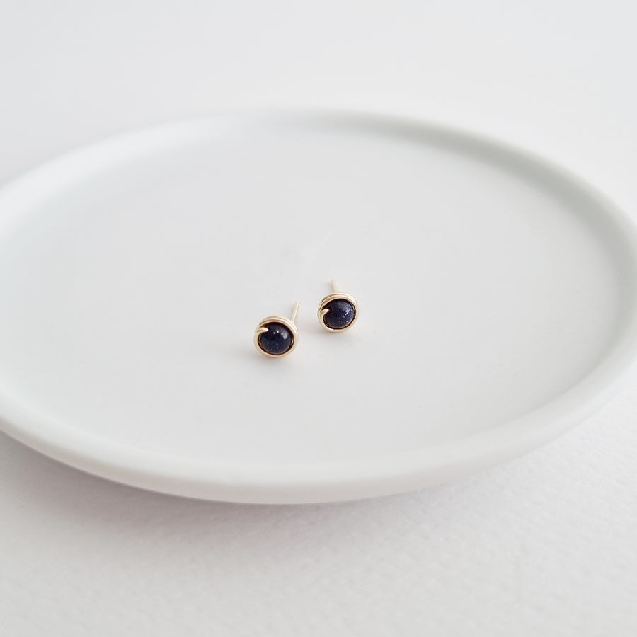 Blue Sandstone Earstuds (Small) / 14k Gold-filled