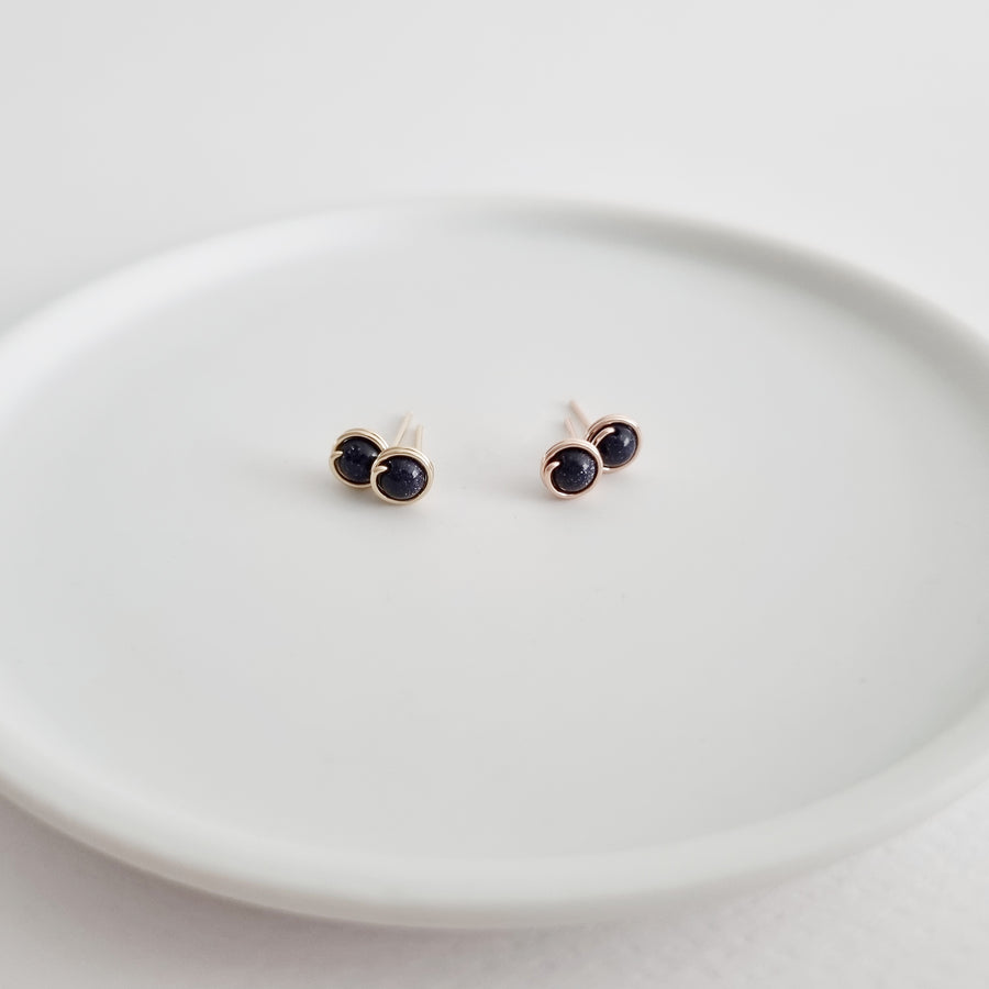 Blue Sandstone Earstuds (Small) / 14k Gold-filled