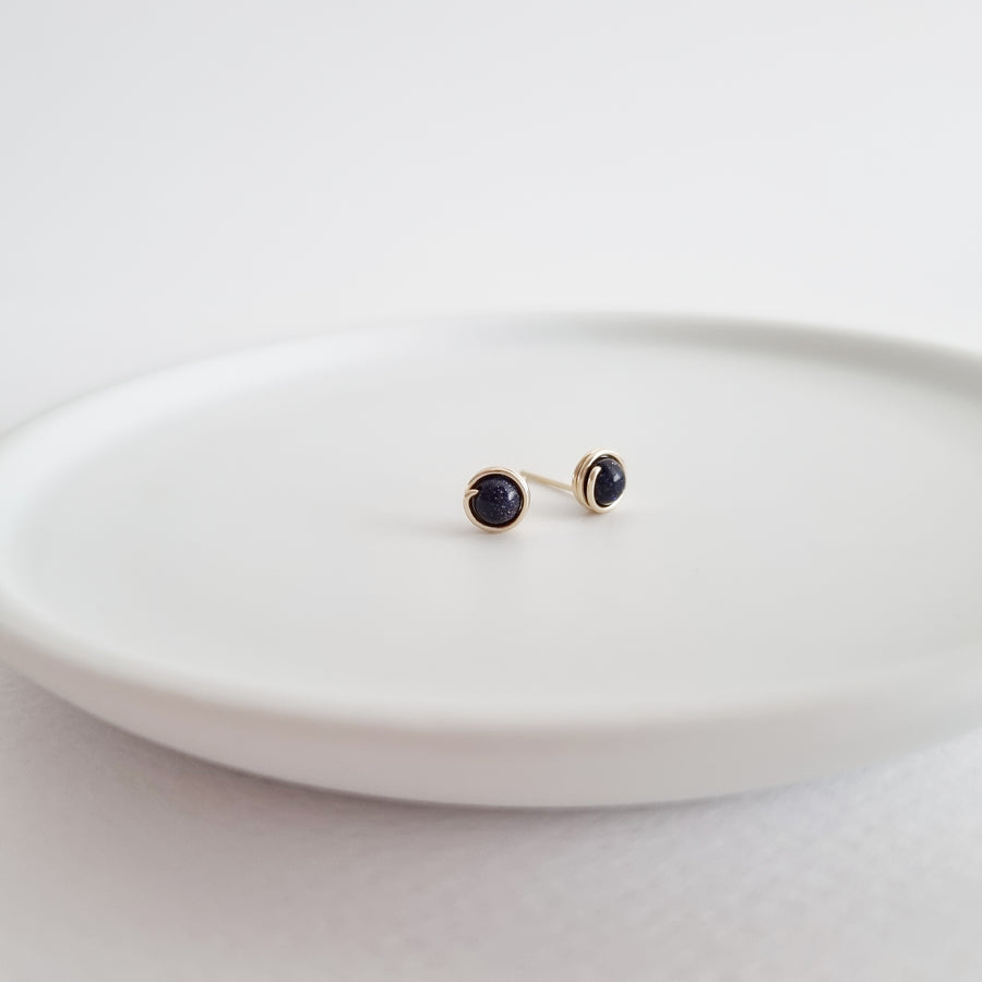 Blue Sandstone Earstuds (Small) / 14k Gold-filled