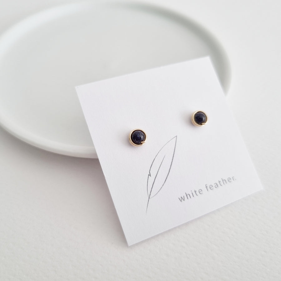 Blue Sandstone Earstuds (Small) / 14k Gold-filled