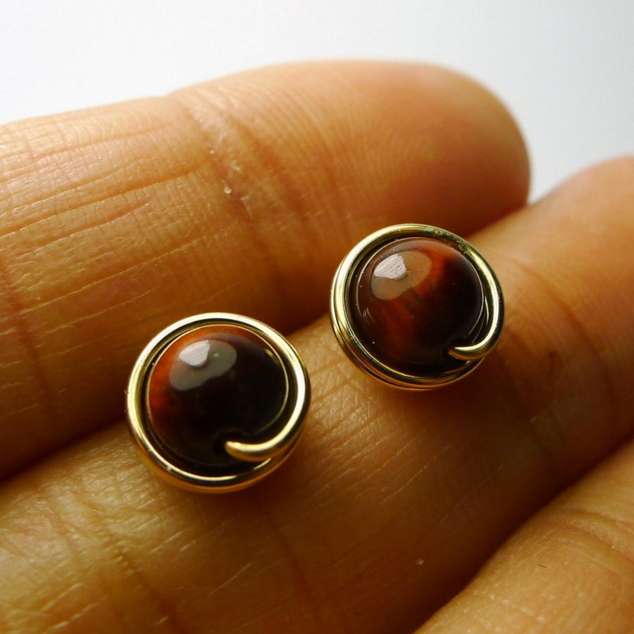 Red Tiger Eye Earstuds