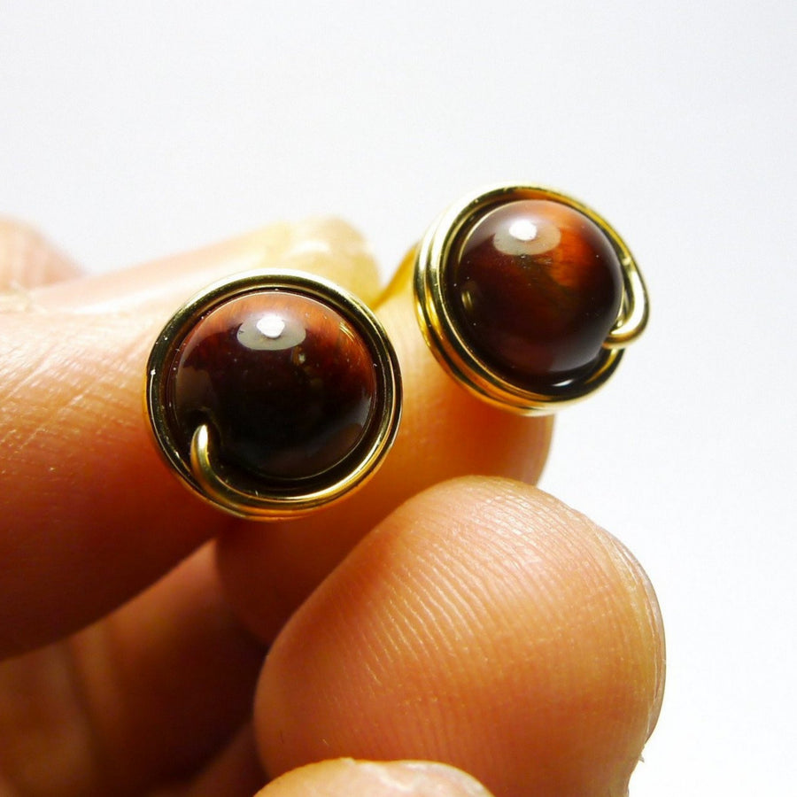 Red Tiger Eye Earstuds