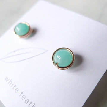 Amazonite Earstuds (Medium) / 14k Gold-filled